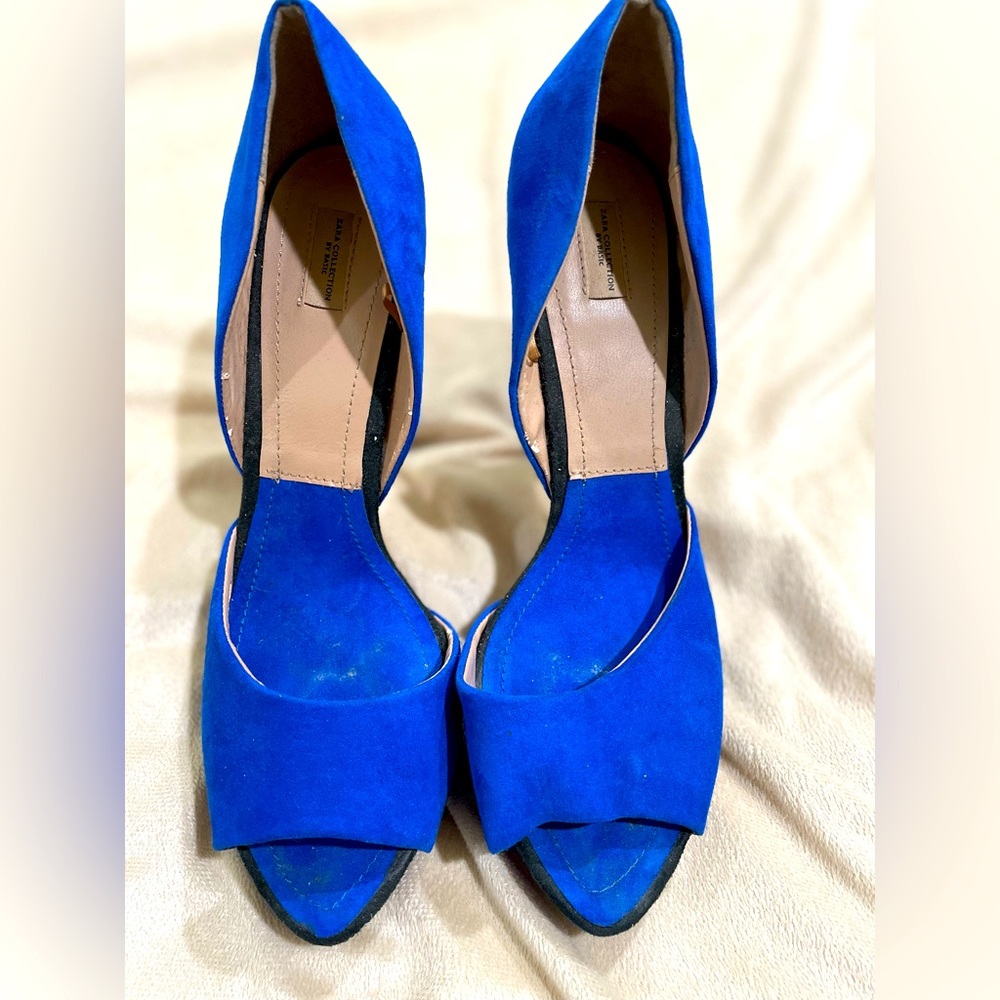 Zara Suede Electric Platform Heels